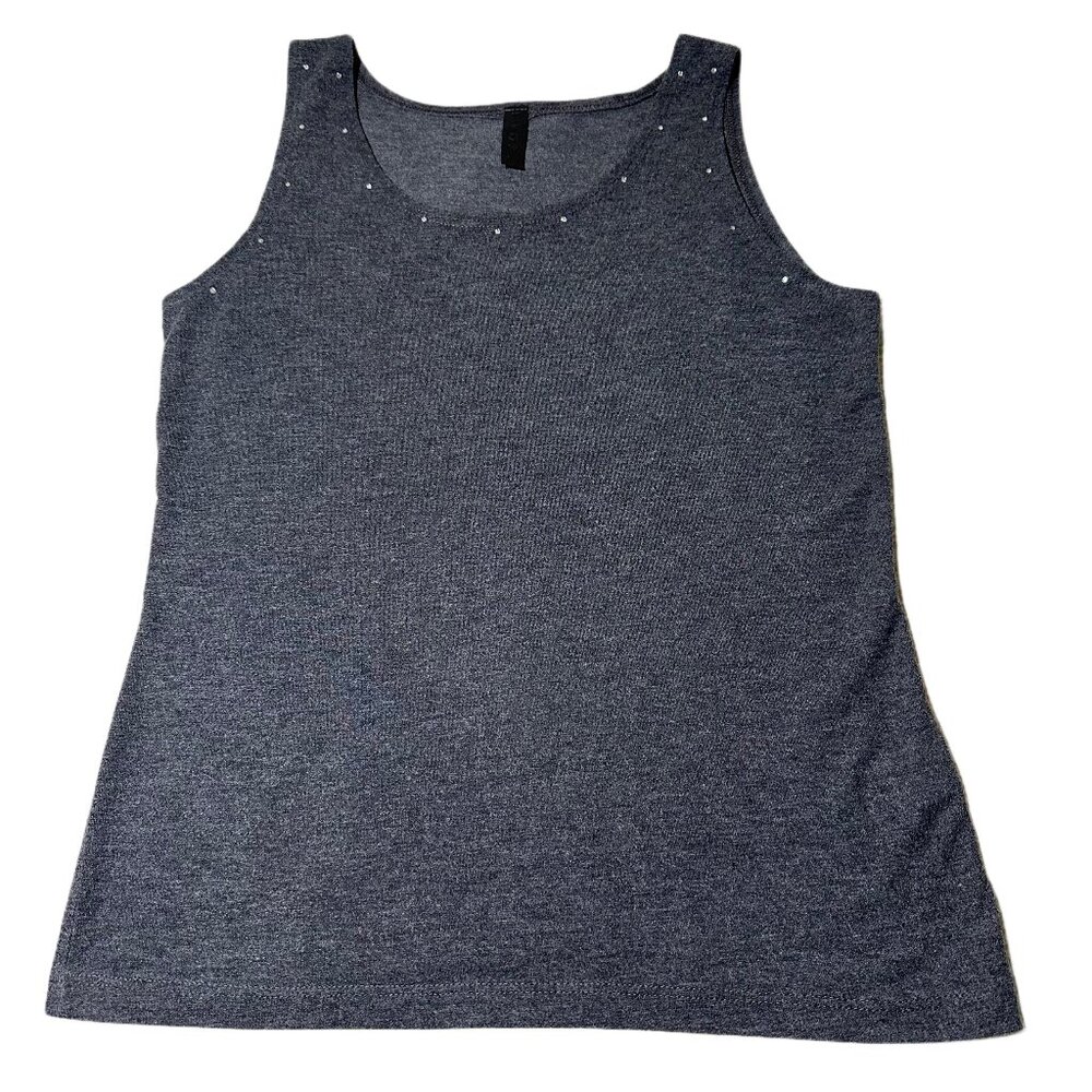 Grey rhinestone tank top, by Ivory